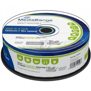 MEDIARANGE DVD-R 4.7GB 16x (25) CB WEISS MR407 Cake Box tintenstrahlbedruckbar