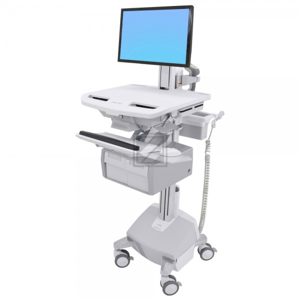 Ergotron Cart with LCD Pivot, LiFe Powered, 2 Tall Drawers - Wagen für LCD-Display/Tastatur/Maus/CPU/Notebook/Barcodescanner (offene Architektur) - verriegelbar - Aluminium, verzinker Stahl, hochwertiger Kunststoff - Bildschirmgröße: bis zu 61 cm (bis zu