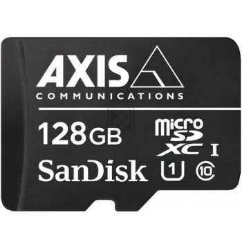 AXIS Surveillance - Flash-Speicherkarte (microSDXC-an-SD-Adapter inbegriffen) - 128 GB - UHS-I U1 / Class10 - microSDXC UHS-I - Schwarz - für AXIS M3058, M5065, P1447, P1448, P3374, P3375, P3904, Q1645, Q1647, Q3515, Q6124, Q8742