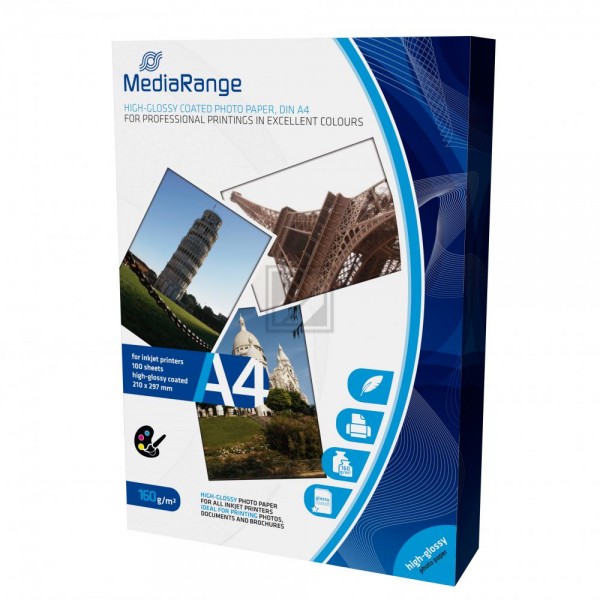 MediaRange Fotopapier glänzend 100 Blatt DIN A4 160 g/m² (MRINK105)